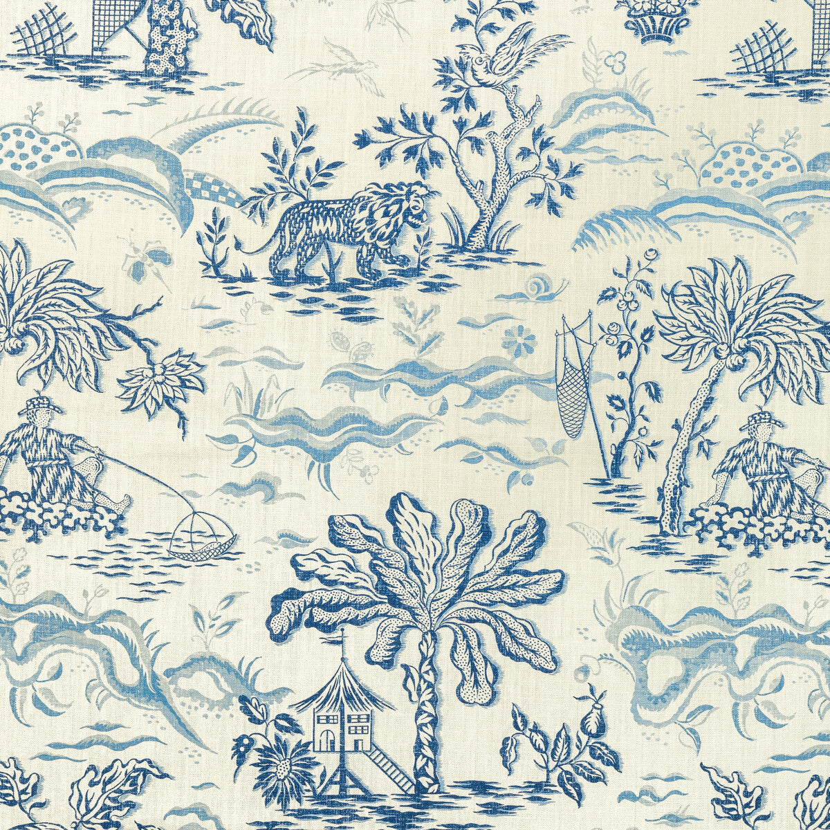 8022101550-valensole-print-navysky-brunschwig-fils - BRUNSCHWIG & FILS Fabric