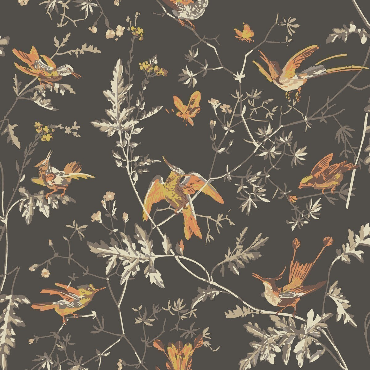 1124017cs0-hummingbirds-charcoalginger-cole-son - COLE & SON Wallpaper