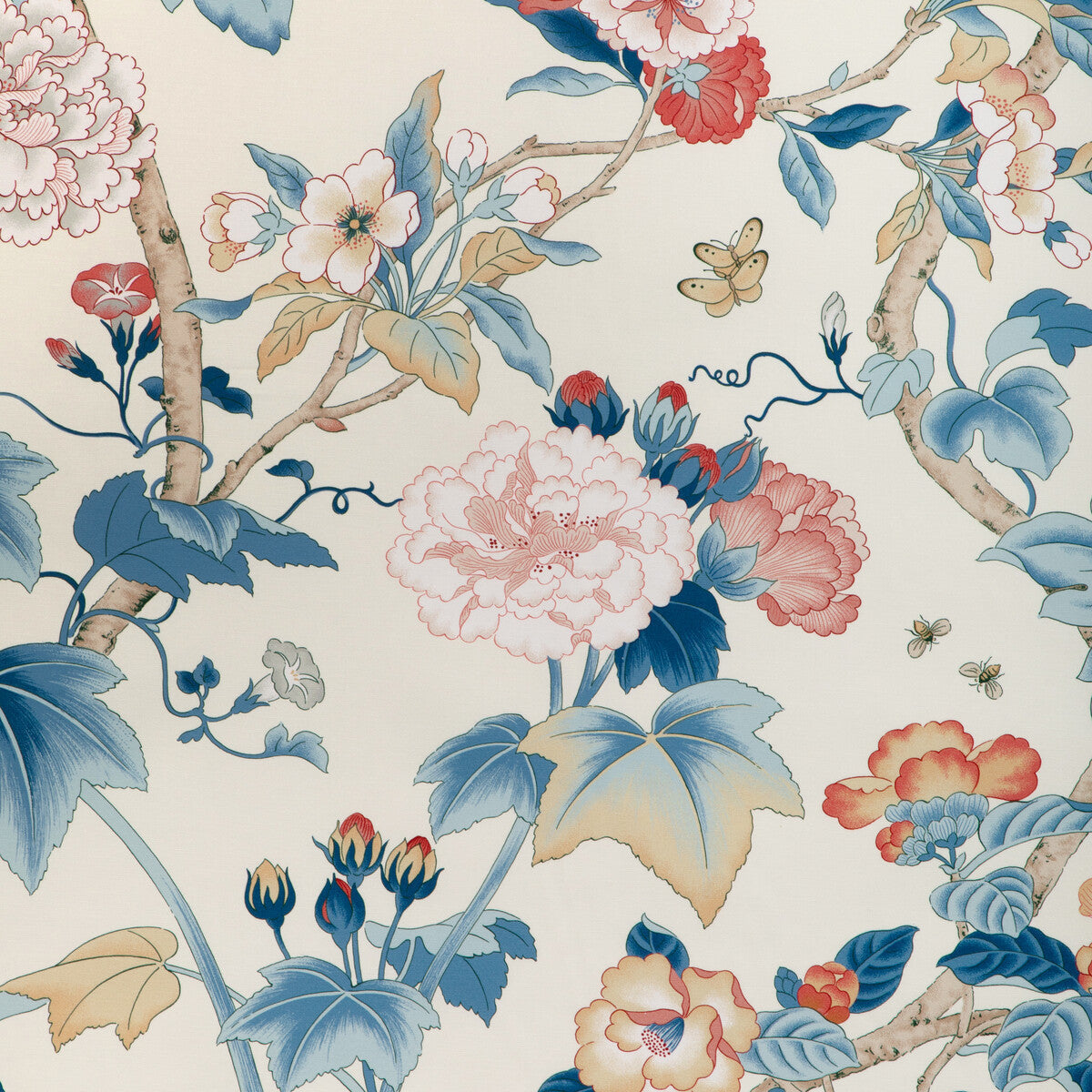 20231431950-gardenia-print-bluered-lee-jofa - LEE JOFA Fabric