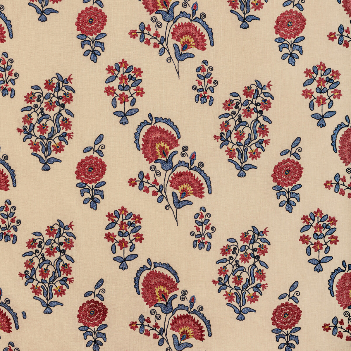 20221121950-mead-embroidery-redblue-lee-jofa - LEE JOFA Fabric