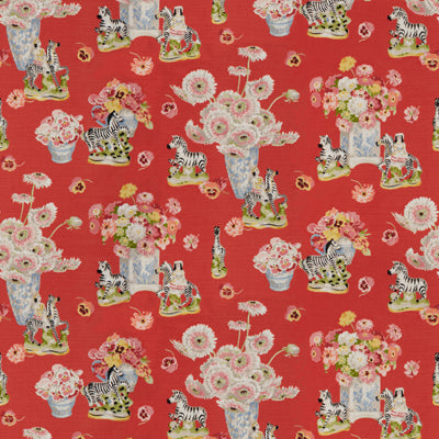 br-796531540-gillian-s-zebras-linen-cotton-print-flame-brunschwig-fils - BRUNSCHWIG & FILS Fabric