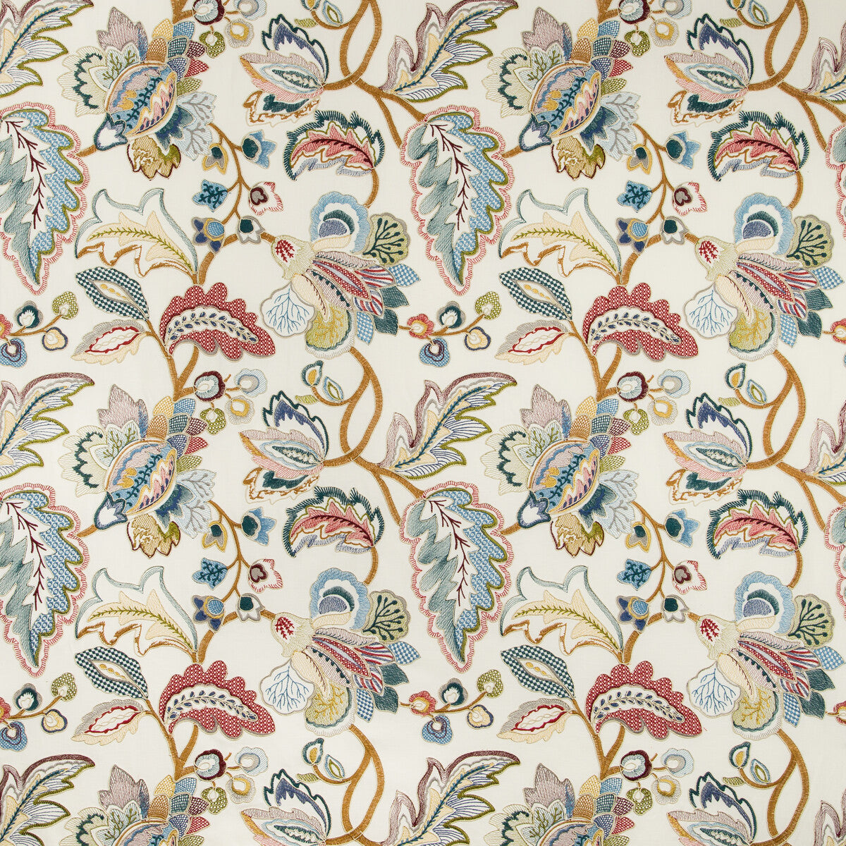 20191111490-orford-embroidery-redblue-lee-jofa - LEE JOFA Fabric