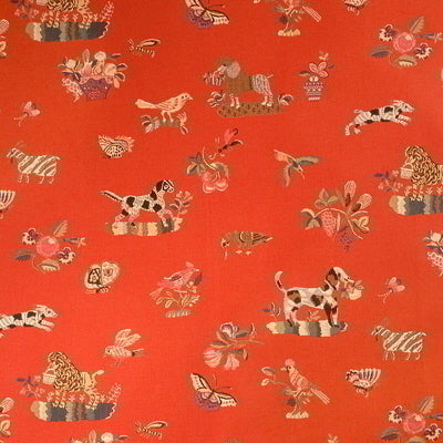 br-894771500-animalitos-woven-tapestry-tomato-brunschwig-fils - BRUNSCHWIG & FILS Fabric