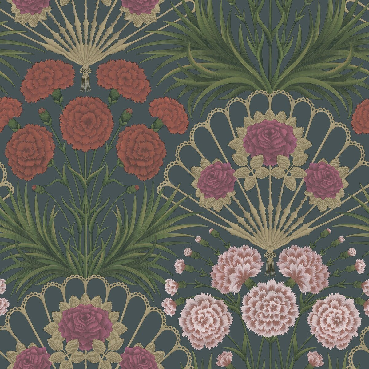 11714044cs0-flamenco-fan-magentaredmetallic-glvrink-cole-son - COLE & SON Wallpaper