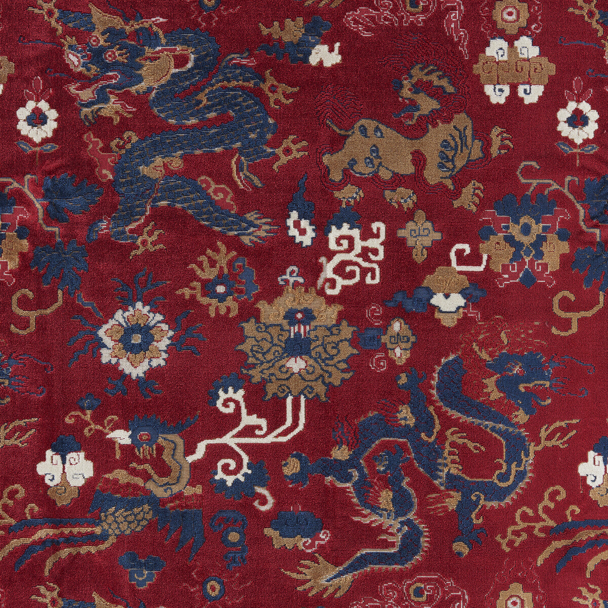 80251001950-le-dragon-velvet-redblue-brunschwig-fils - BRUNSCHWIG & FILS Fabric