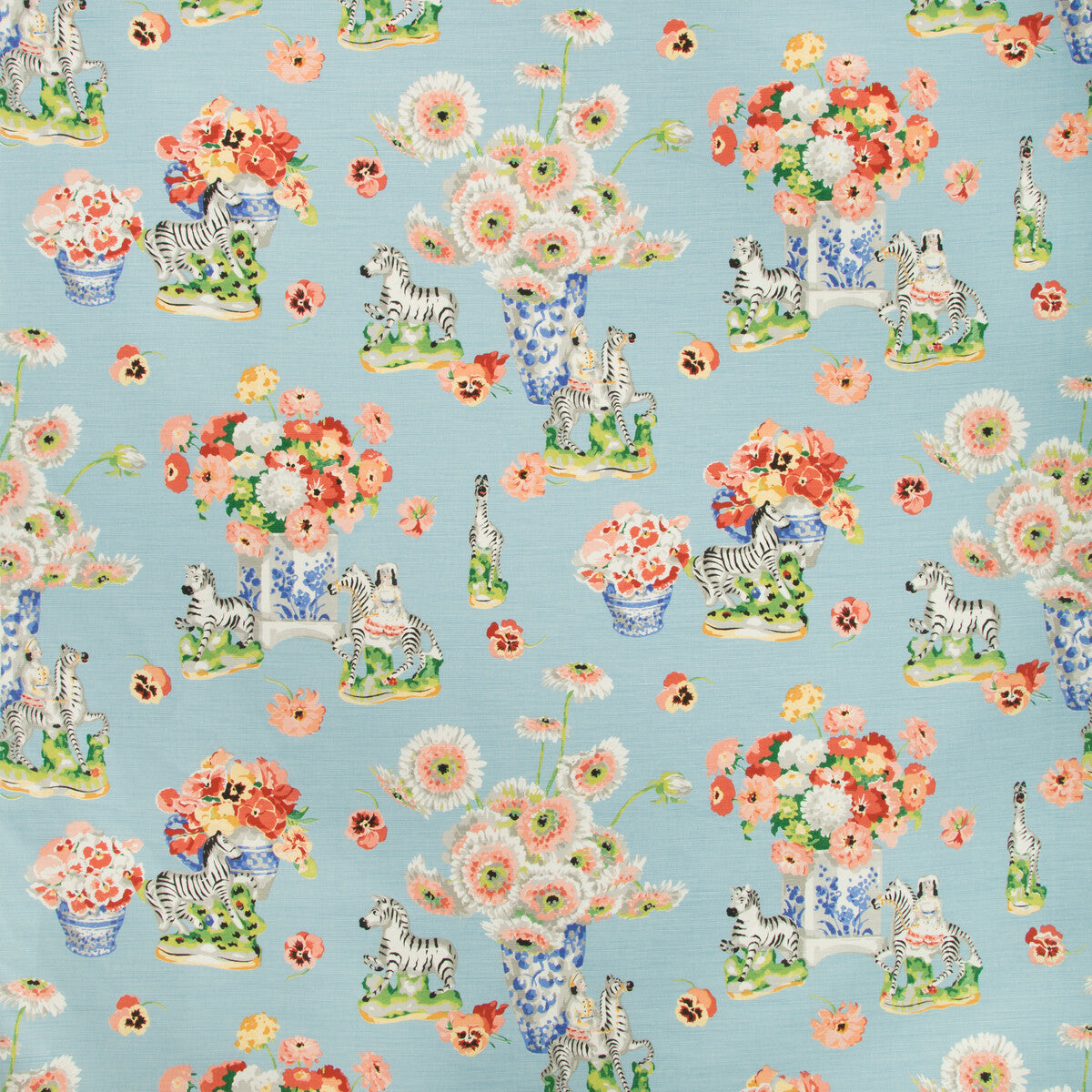 br-79653150-gillian-s-zebras-linen-cotton-print-sky-brunschwig-fils - BRUNSCHWIG & FILS Fabric