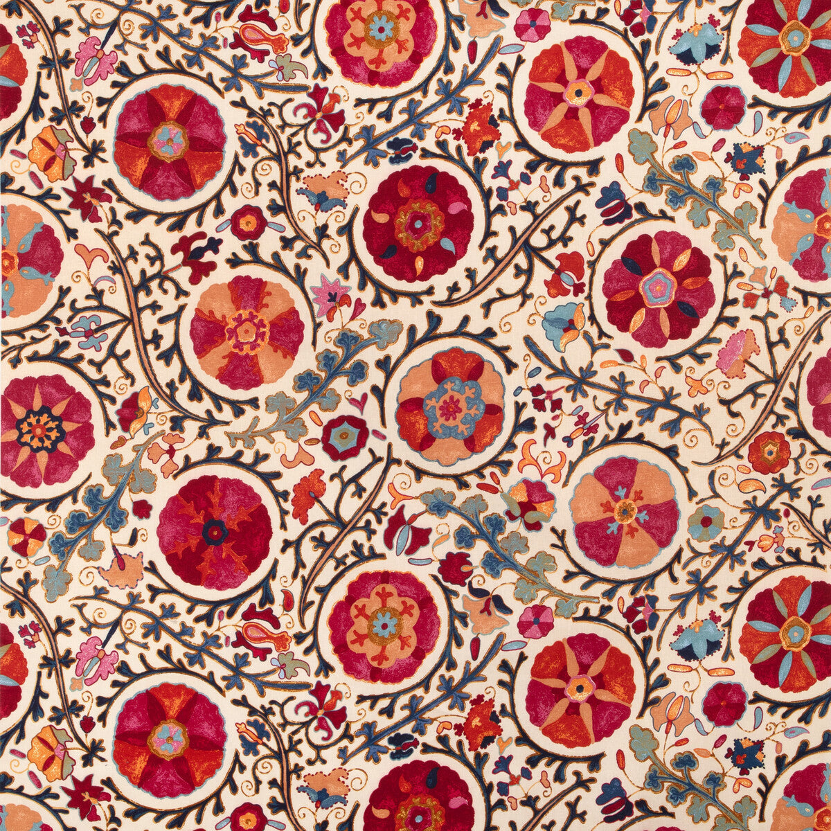 br-71099060-dzhambul-cotton-and-linen-print-raspberry-orange-brunschwig-fils - BRUNSCHWIG & FILS Fabric
