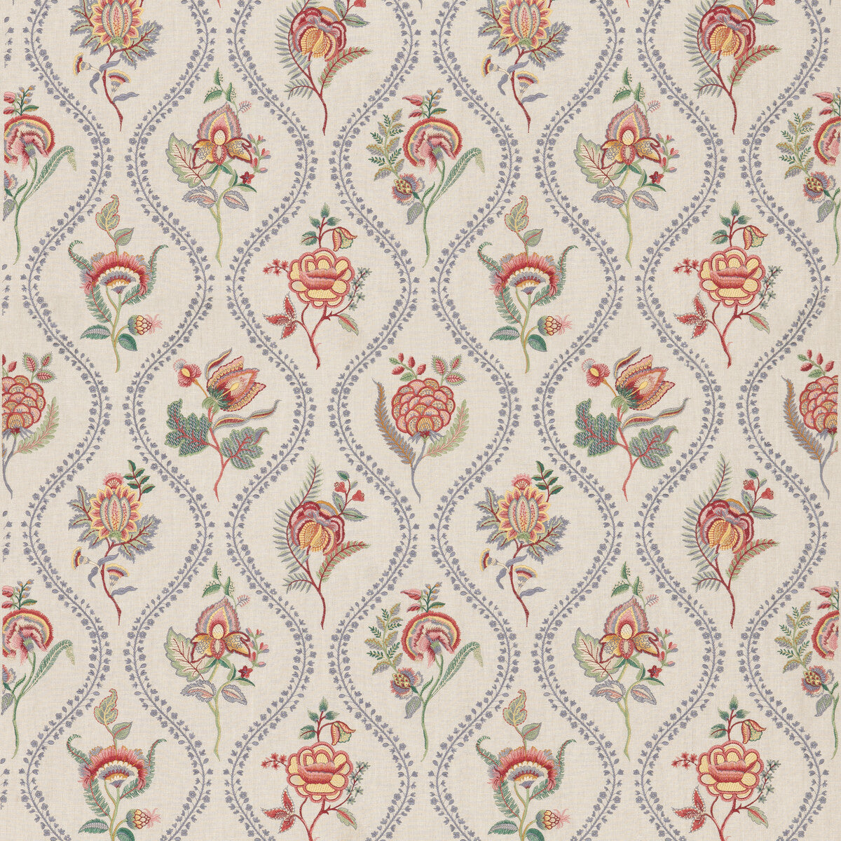 bf1102510-burford-embroidery-bluered-g-p-j-baker - G P & J BAKER Fabric