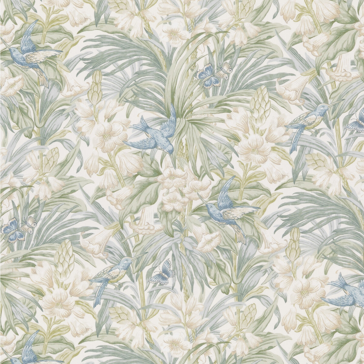 bp1097630-trumpet-flowers-cotton-bluegreen-g-p-j-baker - G P & J BAKER Fabric