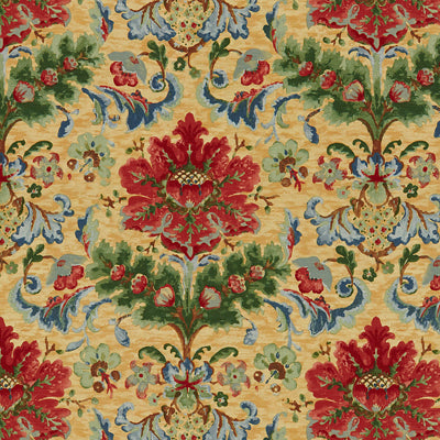 br-795743350-windsor-damask-cotton-linen-print-red-on-topaz-brunschwig-fils - BRUNSCHWIG & FILS Fabric