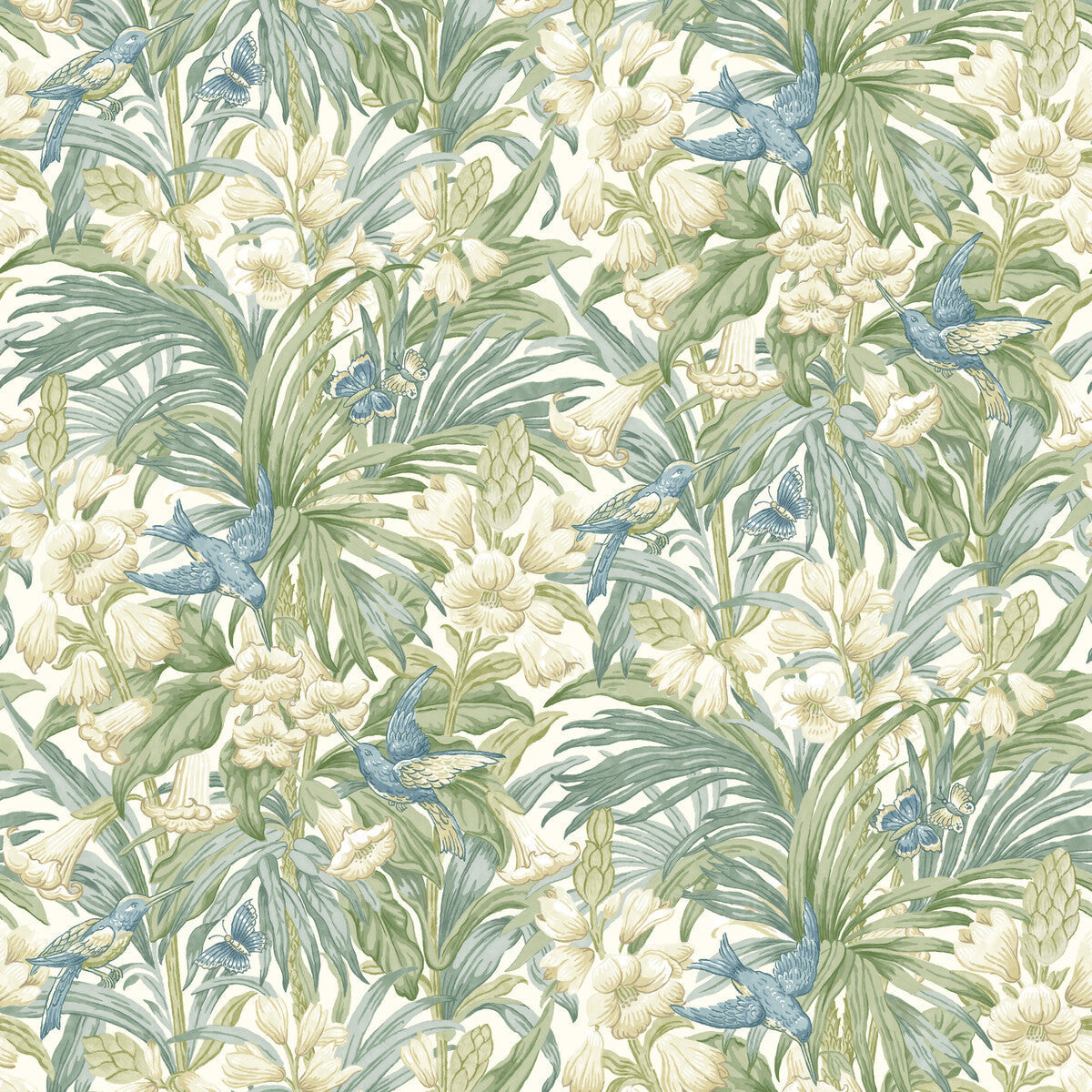 bw4510320-trumpet-flowers-bluegreen-g-p-j-baker - G P & J BAKER Wallpaper