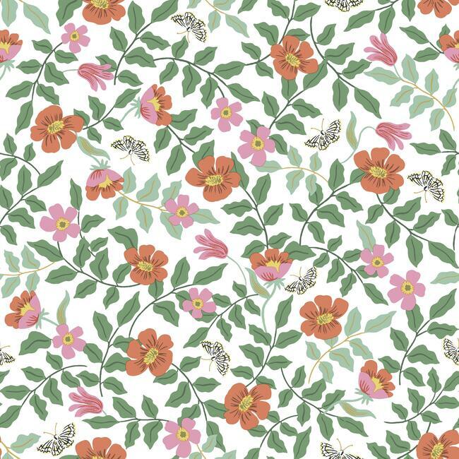 Primrose Premium Peel + Stick Wallpaper - Rose and Cream - York Wallcoverings - PSW1313RL