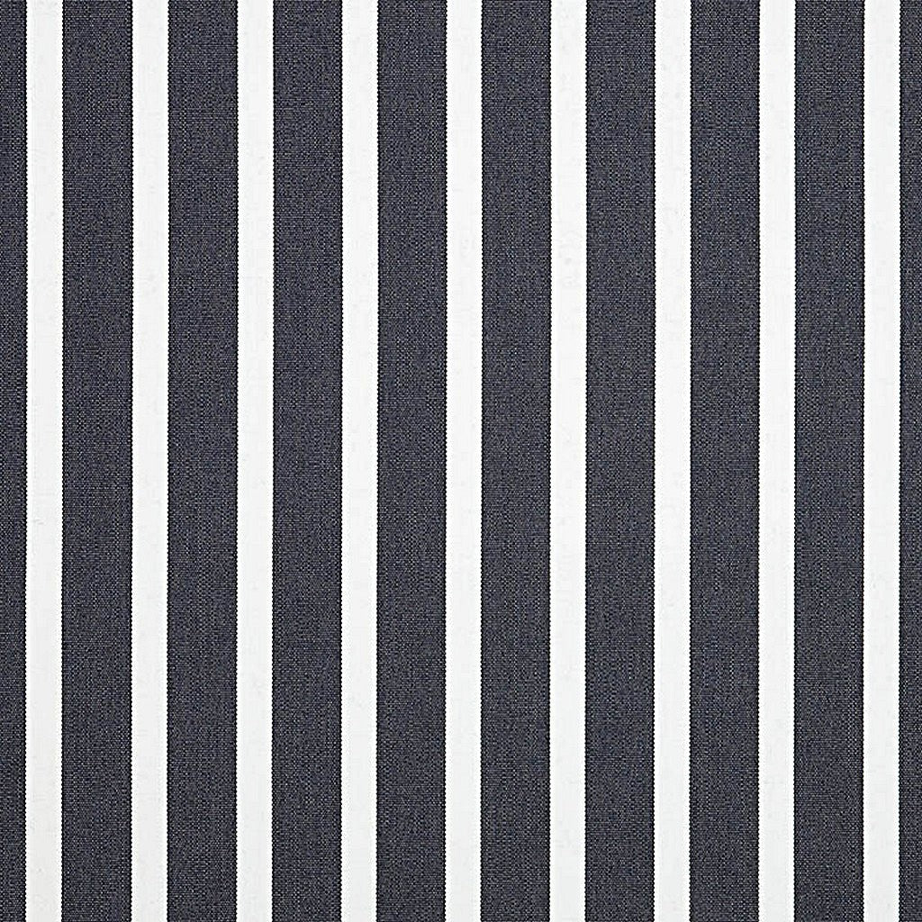 Color: Blue Dark, Material: 100% Sunbrella Acrylic, Mildew Resistant: Yes, Pattern Direction: Left to Right, Recommended Use: Indoor Outdoor Upholstery Cushion Pillow Drapery, Warranty: 5 Year, Water Repellent: Yes, Width: 54", Type: Stripe, Pattern Direction: Up the Roll, Repeat: 0Vx1.5H