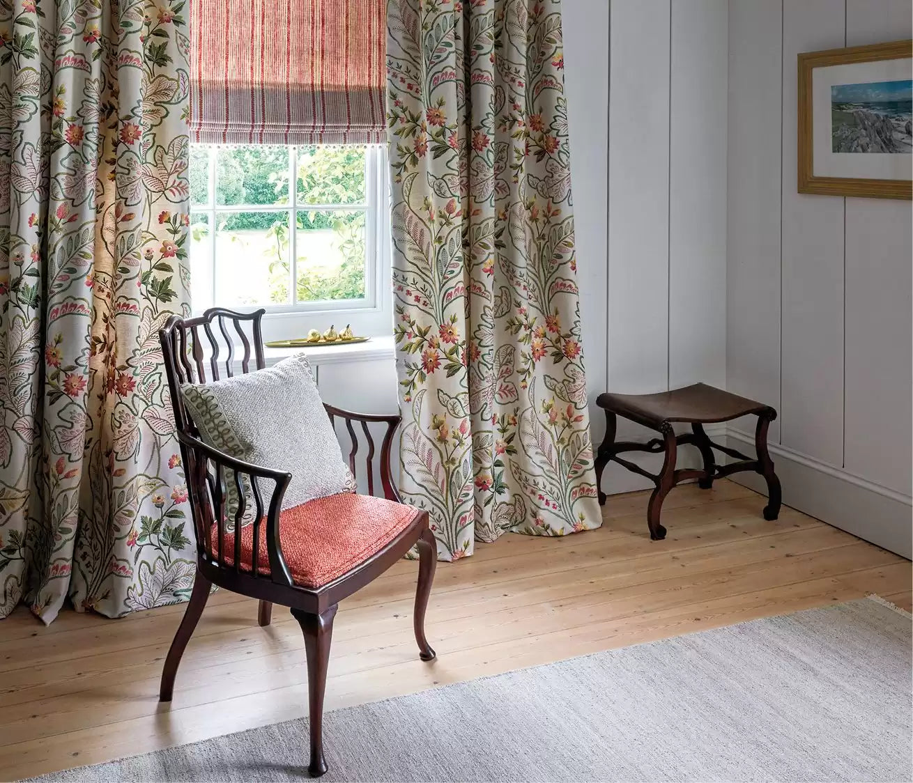 NC Woodbridge Sudbury Green/Coral - Nina Campbell - NCF4500-01 Fabric