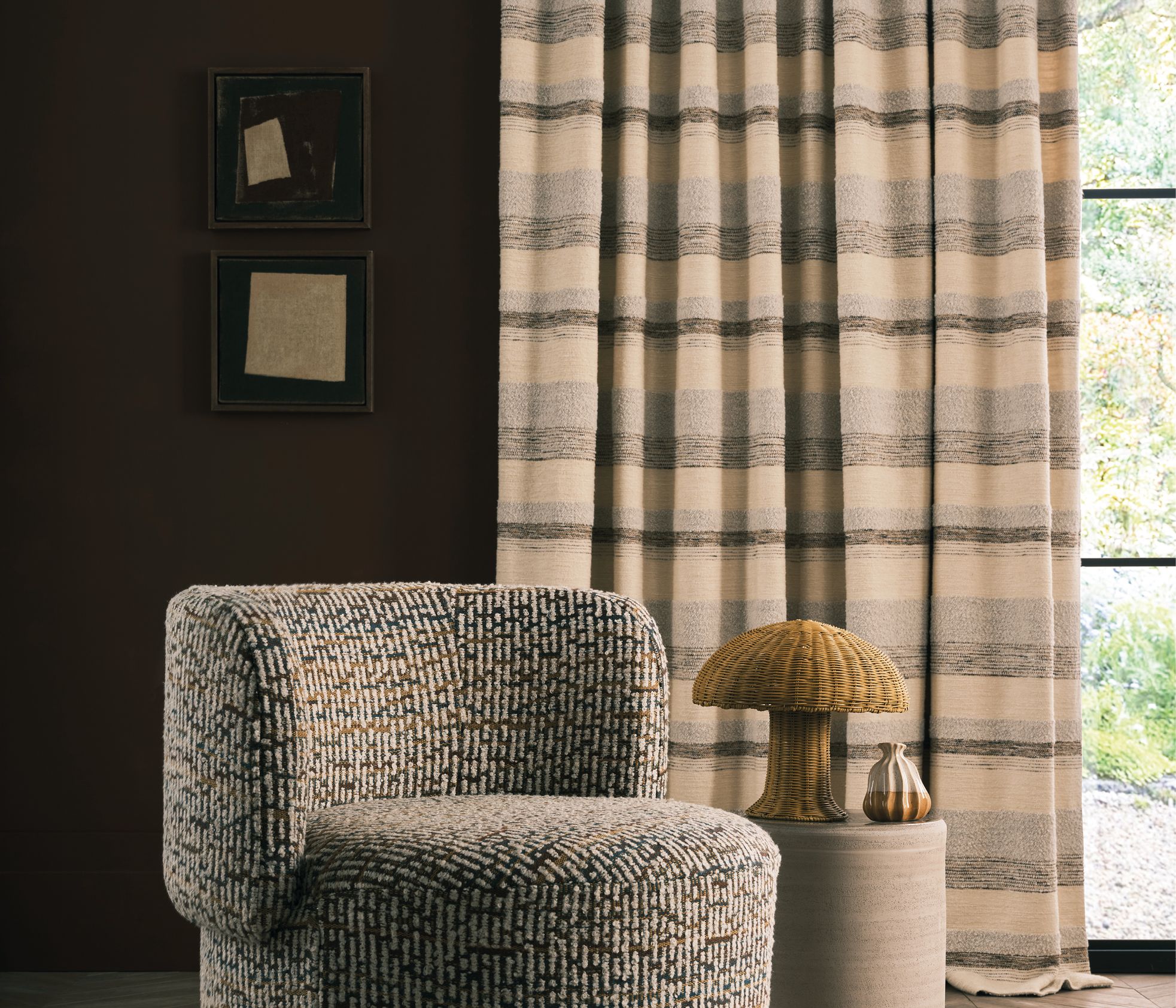 Caraballo Ushba Oatmeal/Walnut - Osborne & Little - F8040-04 Fabric