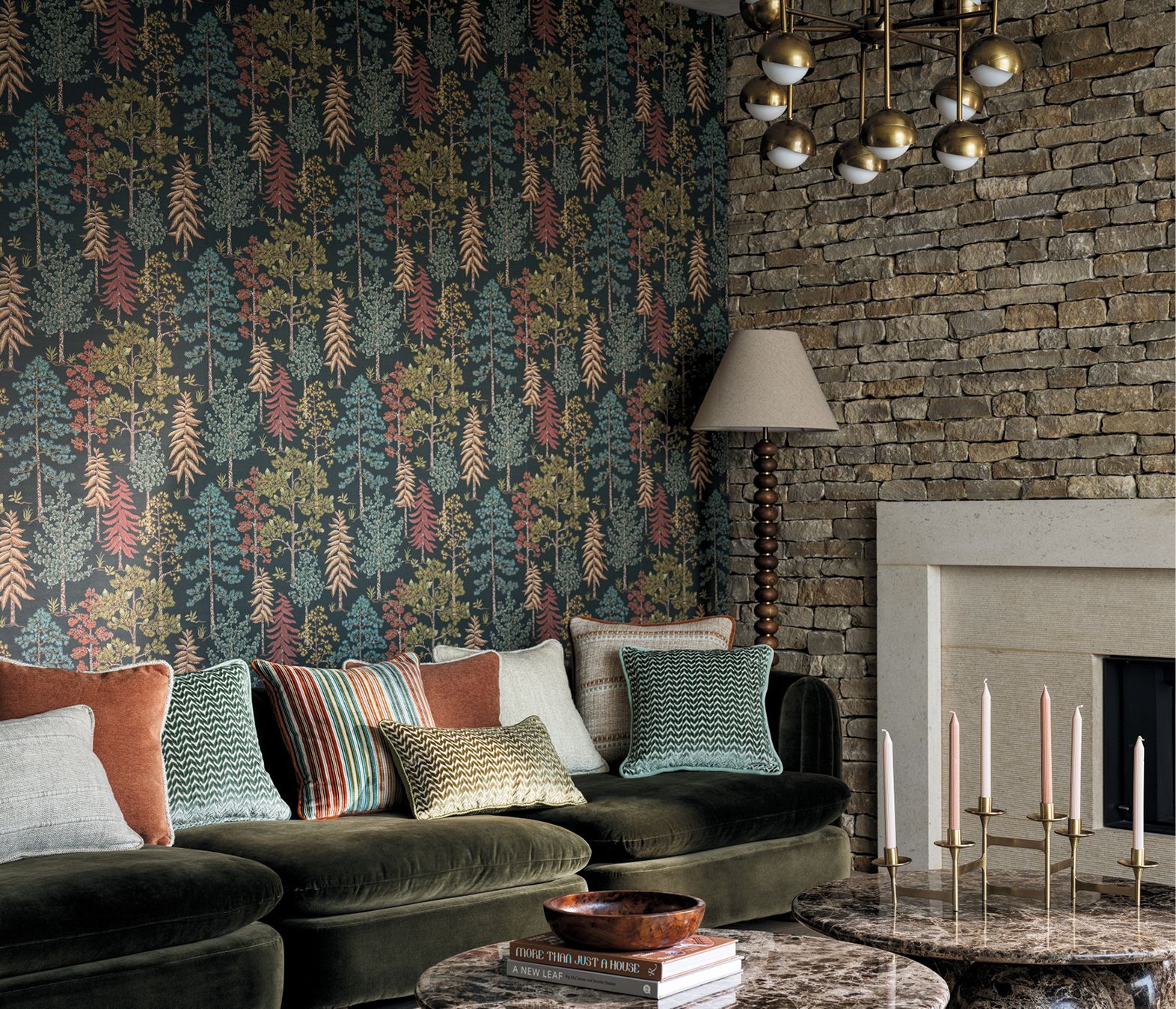 Ananda Vana Aqua/Heather - Osborne & Little - W8030-03 Wallcovering